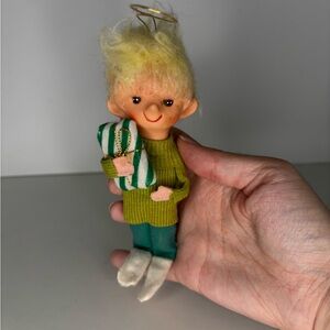 Vintage Mid Century Japan Pixie Elf with Present Ornament